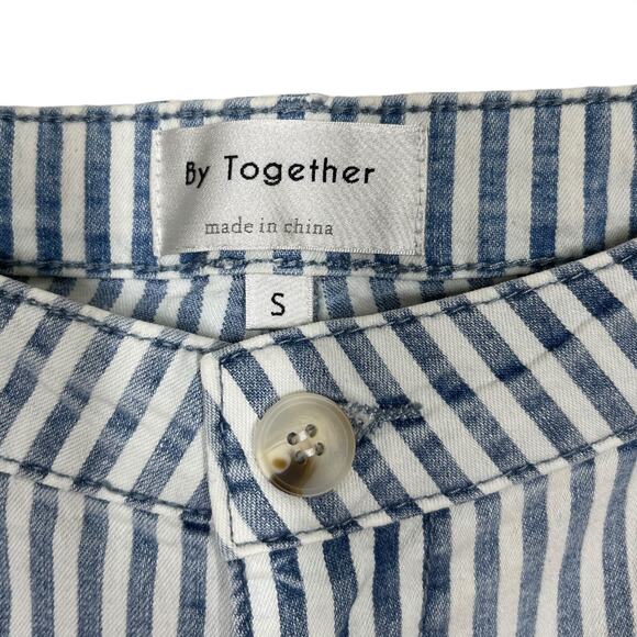 By Together Blue Striped Bell Bottom Jeans Small New High Waisted Boho Flare - Picture 4 of 6